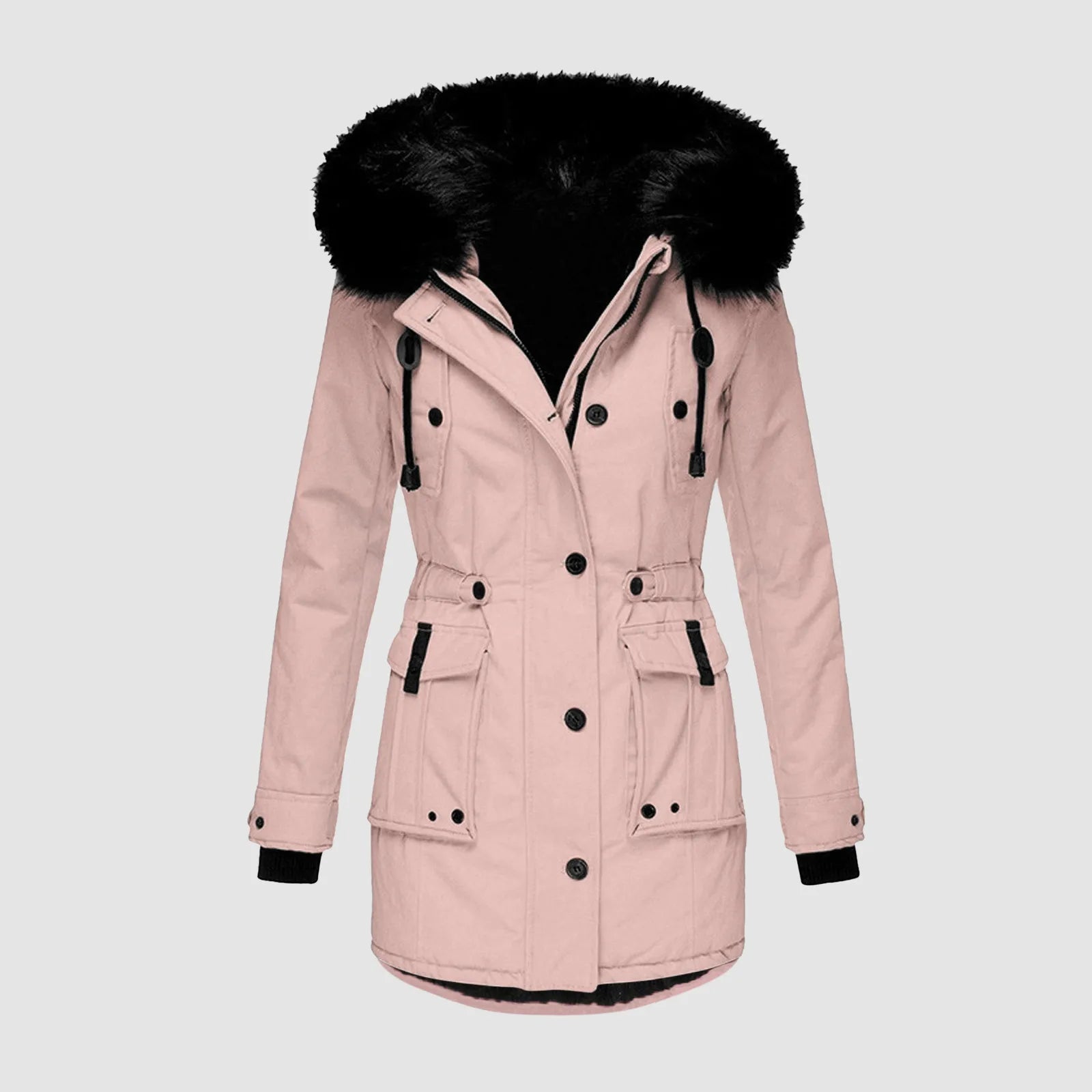 Women's Hooded Thick Padded Utility Jacket with Faux Fur Trim Everyday Winter Streetwear Coat
