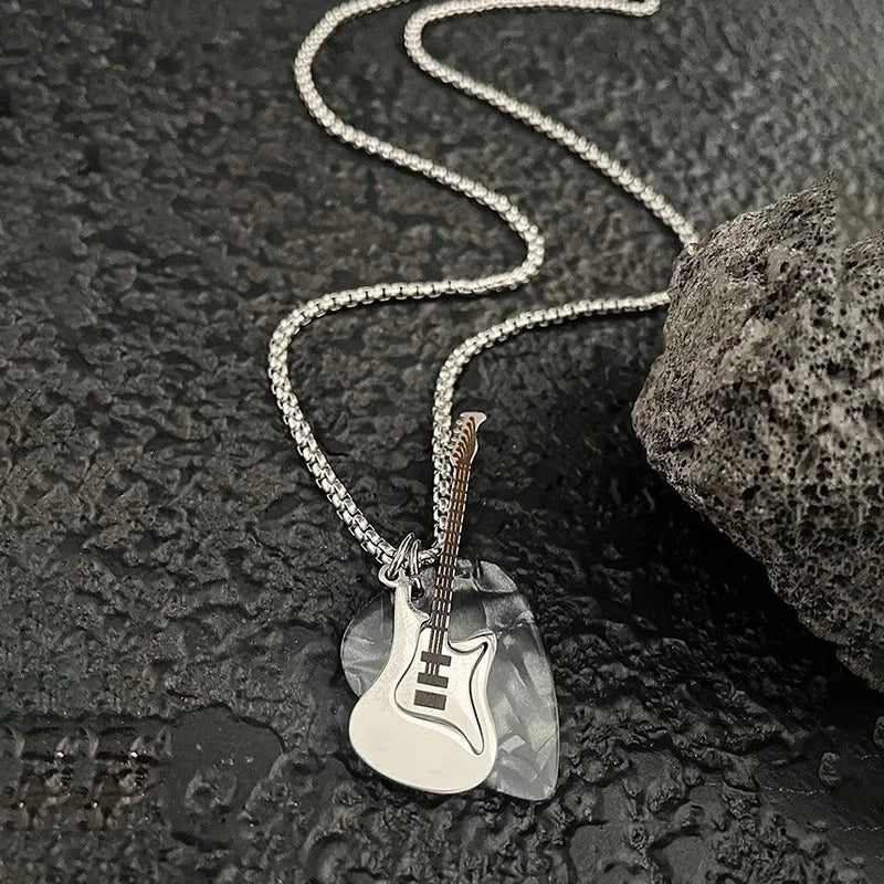 Guitar Pick Pendant Necklace for Punk Grunge and Alternative Streetwear Looks