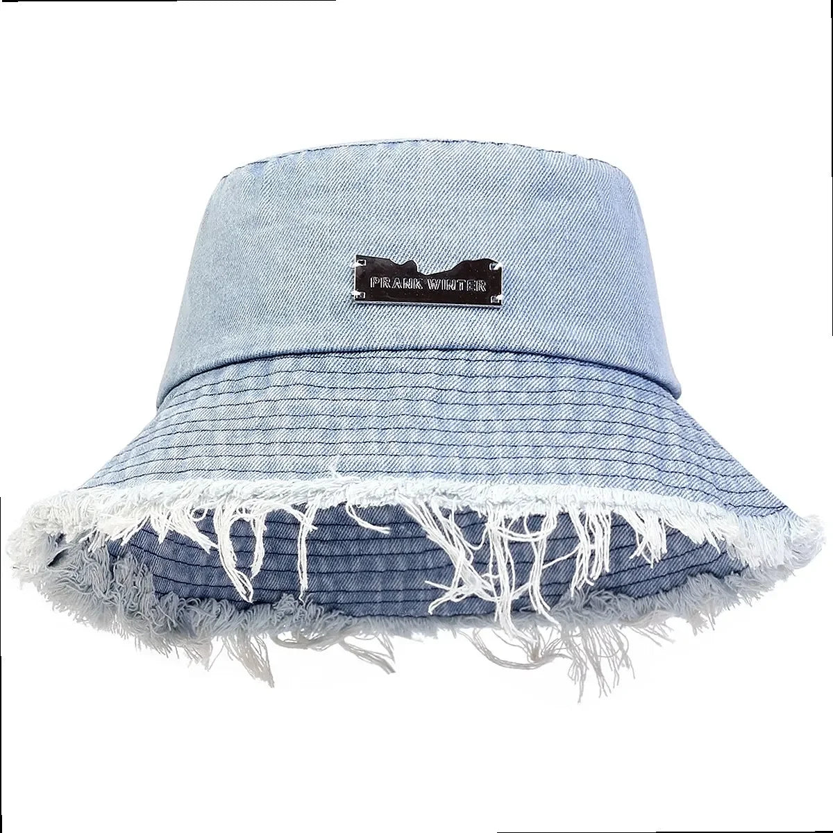 Distressed Denim Bucket Hat Frayed Brim Casual Streetwear Fisherman Outdoor Cap