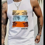 Artistic Cotton Tank Top with Retro Illustration Panels and Contemporary Streetwear Appeal