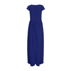 Flowing V Neck Maxi Dress With Soft Pleated Movement