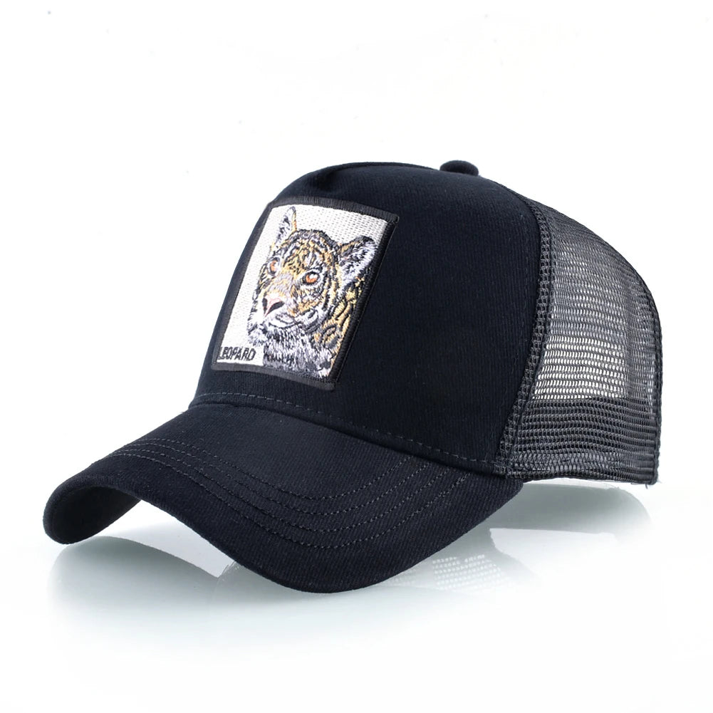 Embroidered Patch Mesh Trucker Cap Adjustable Curved Brim Casual Streetwear Outdoor Hat