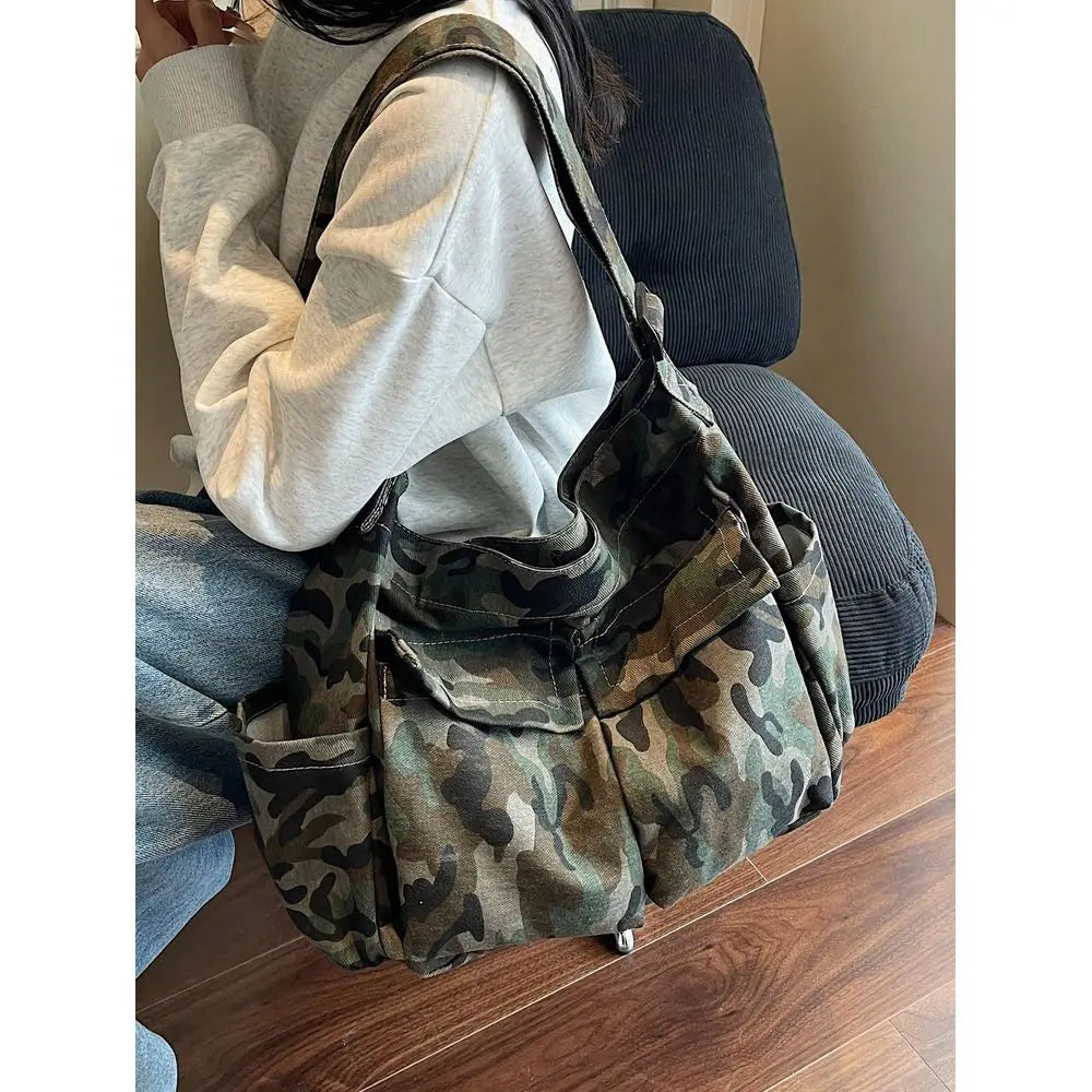 Utility Inspired Multi Pocket Shoulder Bag with Relaxed Streetwear Design