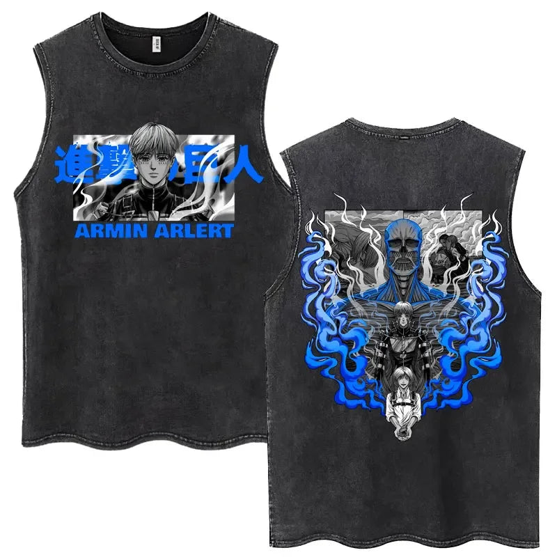 Dark Alternative Graphic Sleeveless Tank Top with Gothic Illustration Streetwear Aesthetic Design