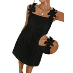 Floral Accent Gothic Mini Dress with Anime-Inspired Feminine Streetwear Style