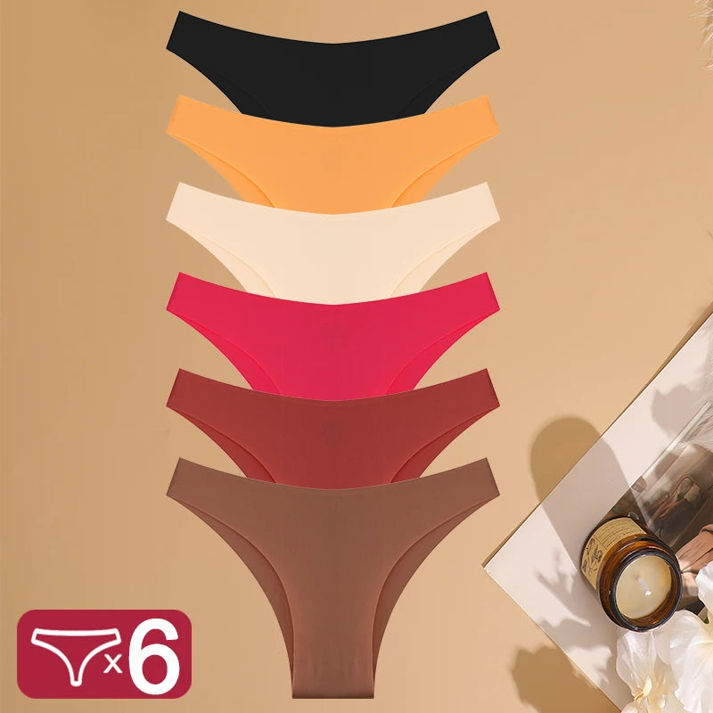 Six-Piece Seamless Low-Rise Brazilian Brief Set in Rich Solids