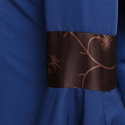 Traditional Gothic Robe Dress with Embroidered Details and Bell Sleeves