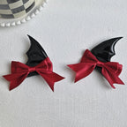Devil Horn Bow Hair Clip Set Gothic Alternative Statement Accessories