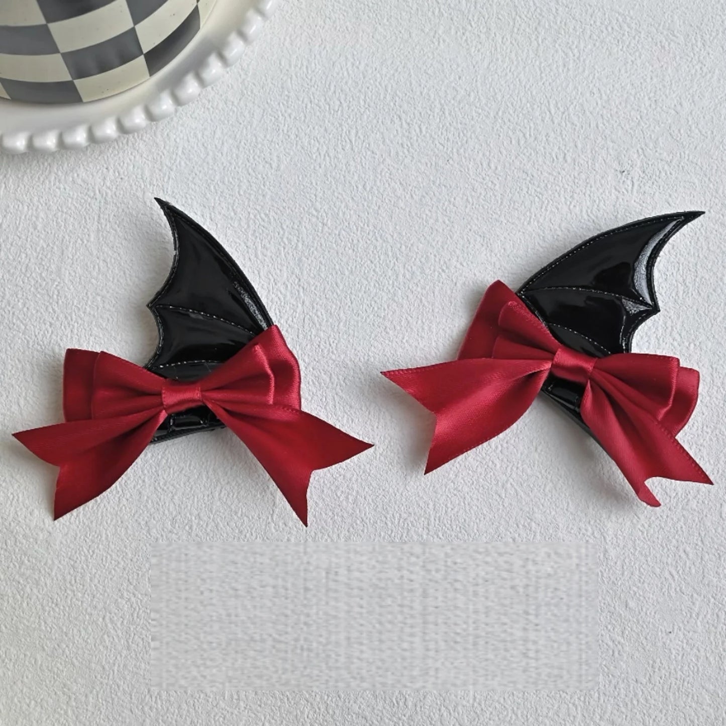 Devil Horn Bow Hair Clip Set Gothic Alternative Statement Accessories