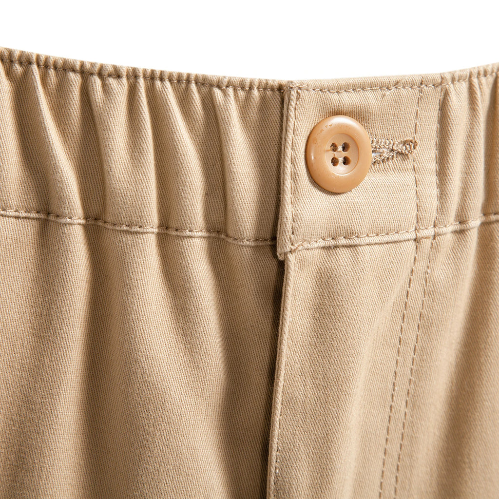Men's Relaxed Fit Cotton Cargo Shorts with Elastic Waist and Utility Pocket Design