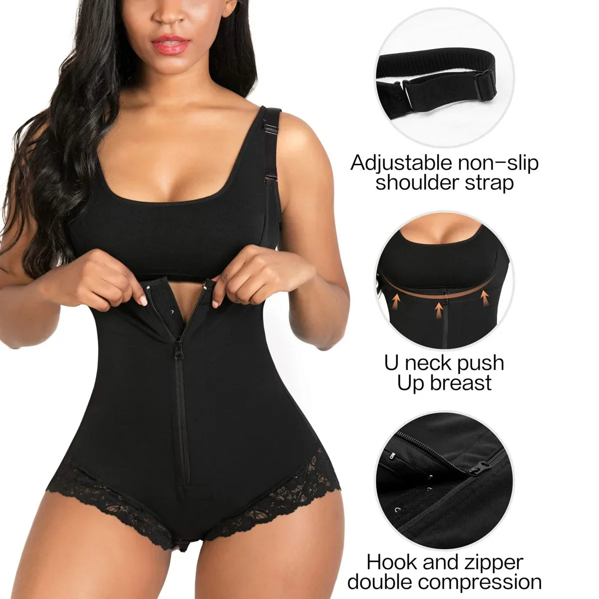 Classic Scoop Neck Smoothing Bodysuit with Delicate Lace Trim