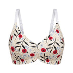 Cheerful Cherry Print Wire-Free Plunge Bra with Scalloped Trim