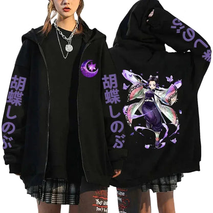 Anime-Inspired Fantasy Spirit Zip Hoodie with Manga Streetwear Artwork