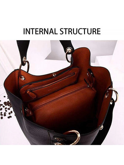 Large Capacity PU Leather Tote Bag with Minimalist Top Handle Design