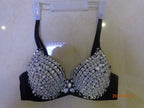 Glamorous Rhinestone-Studded Plunge Bra with Crystal Embellishments