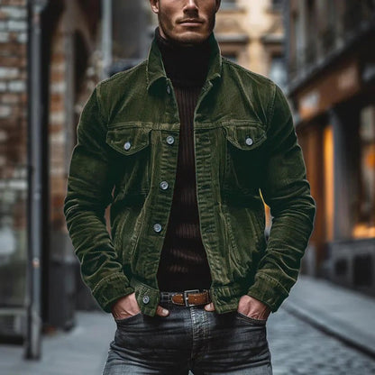 Vintage Washed Utility Jacket with Multiple Pockets and Urban Workwear Styling