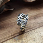 Alternative Engraved Adjustable Statement Ring for Gothic and Punk Fashion