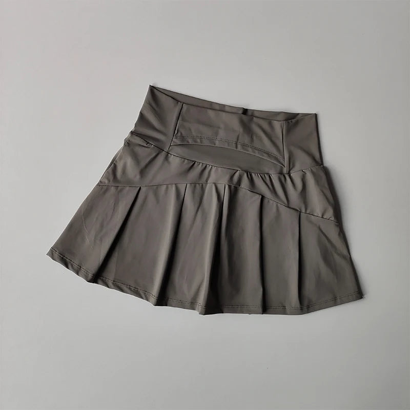 High Waist Athletic Skort with Flared Hem Performance Tennis Styling