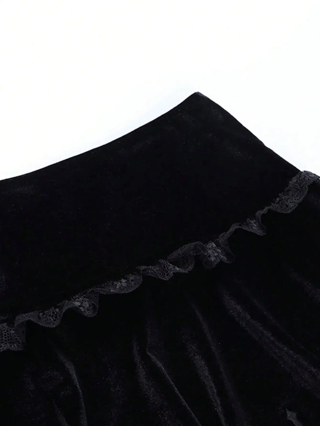 Velvet Lace Trim Mini Skirt Cross Detail Gothic Alternative Fashion Bottom