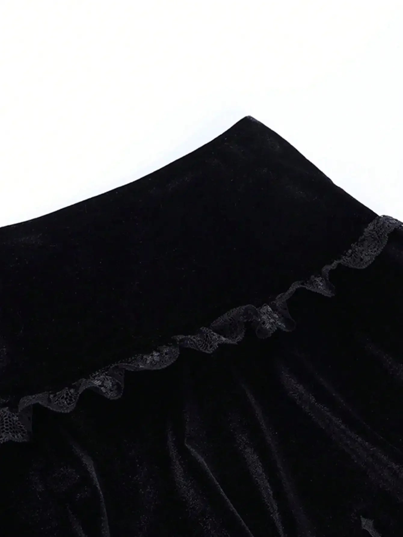 Velvet Lace Trim Mini Skirt Cross Detail Gothic Alternative Fashion Bottom