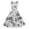 Vintage Floral Gothic Flare Dress with Retro Streetwear Style