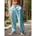 Men's Drawstring Wide Leg Casual Pants with Relaxed Fit and Lightweight Everyday Comfort