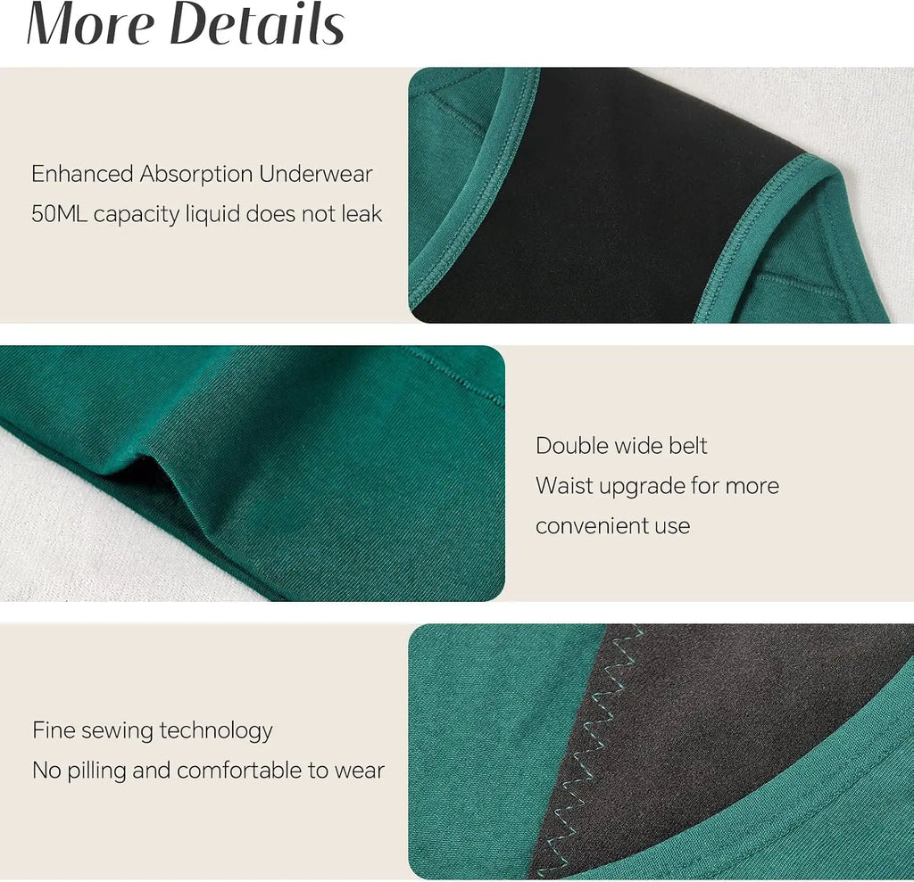 3-Piece Absorbent Postpartum and Menstrual Brief Set in Deep Jewel Tones