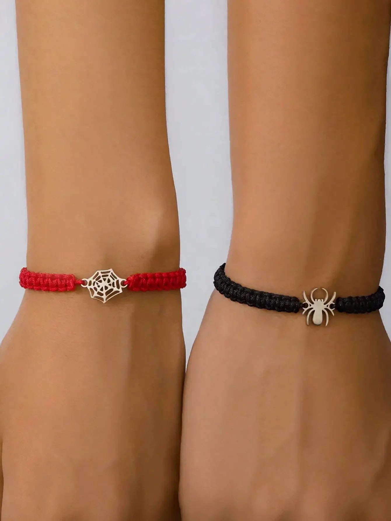 Spider Charm Bracelet Set for Gothic Alternative and Dark Aesthetic Styling