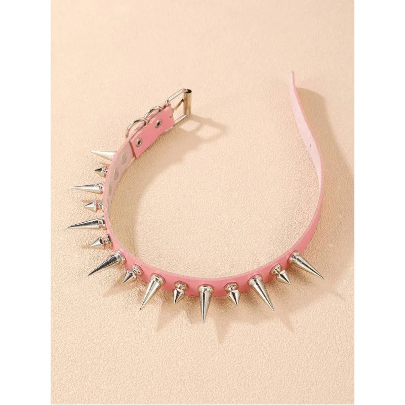 1pc Gothic Punk Spiked Leather Choker, Edgy Rebellious Necklace for Rock Style & Statement Looks