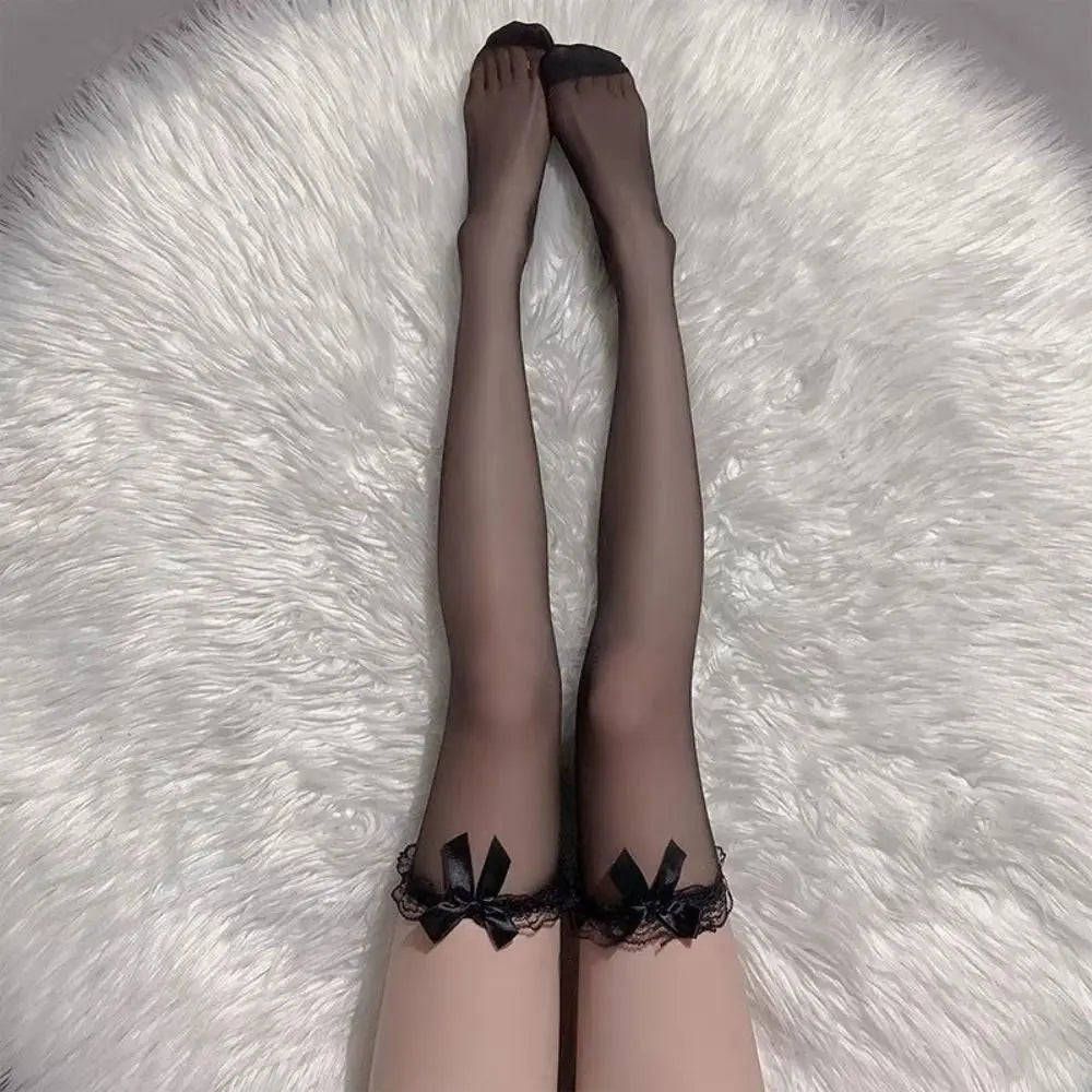 Bow Detail Thigh High Fishnet Stockings Sweet Alternative Fashion Legwear