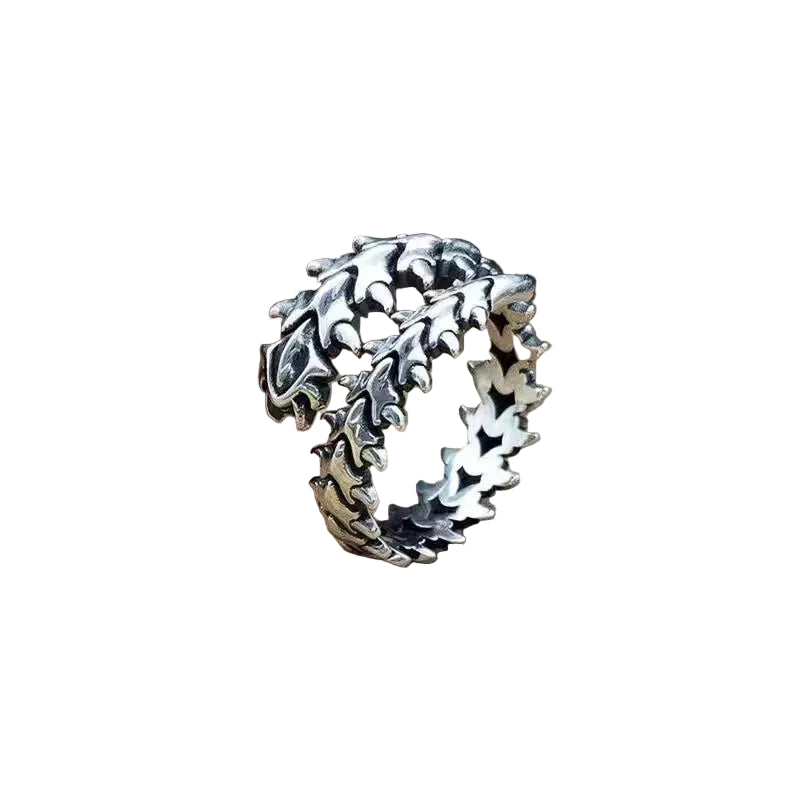 Alternative Engraved Adjustable Statement Ring for Gothic and Punk Fashion