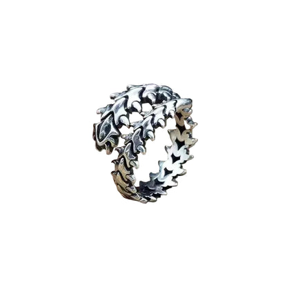 Alternative Engraved Adjustable Statement Ring for Gothic and Punk Fashion