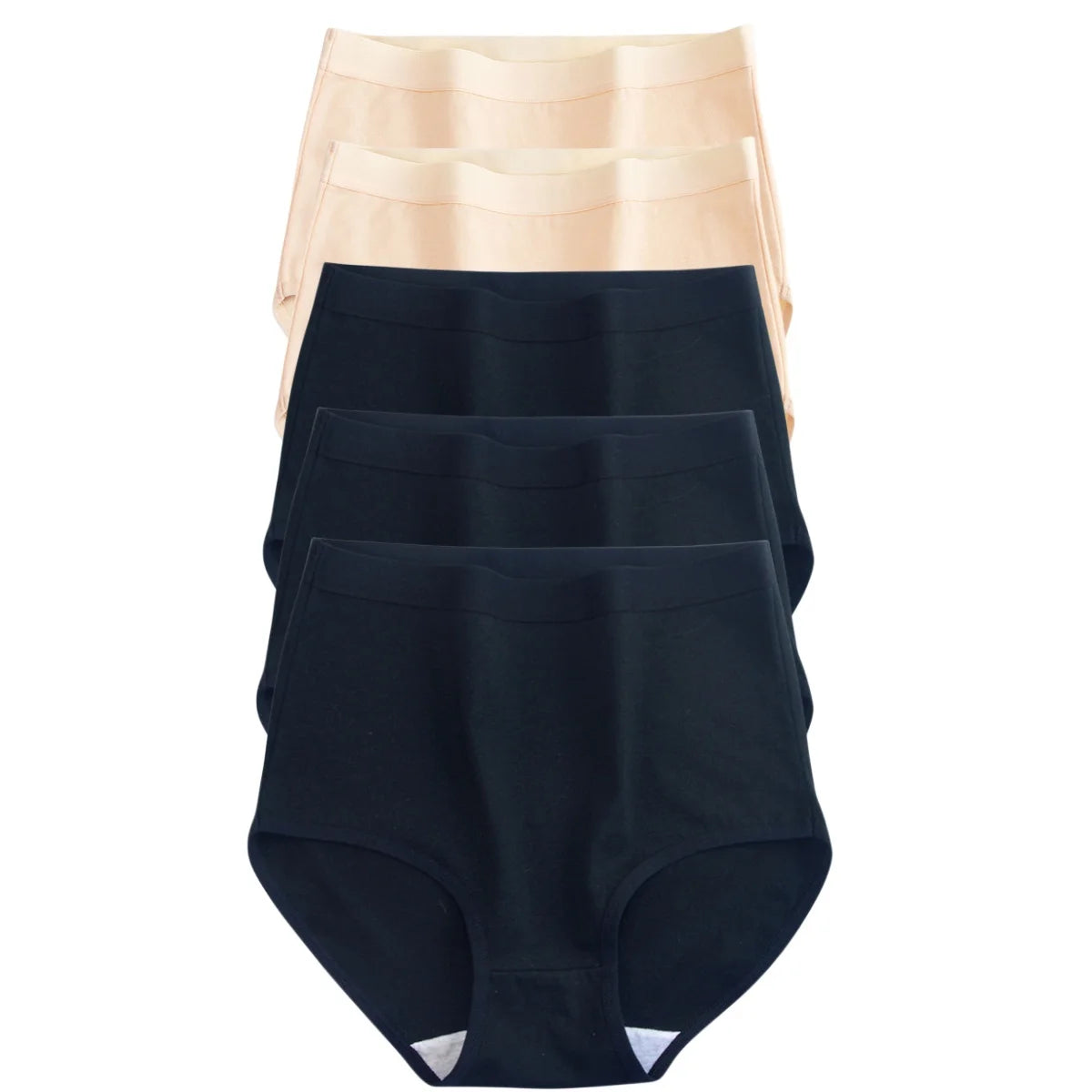 5-Piece High-Waisted Cotton-Blend Brief Set with Smoothing Wide Waistbands