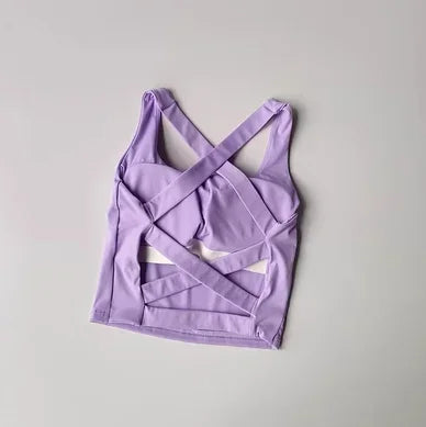 Sleek Criss-Cross Back Sports Bra with Wide Support Band