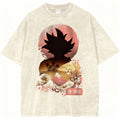 Sunset Warrior Anime Graphic Oversized Washed Cotton Casual Streetwear T-Shirt