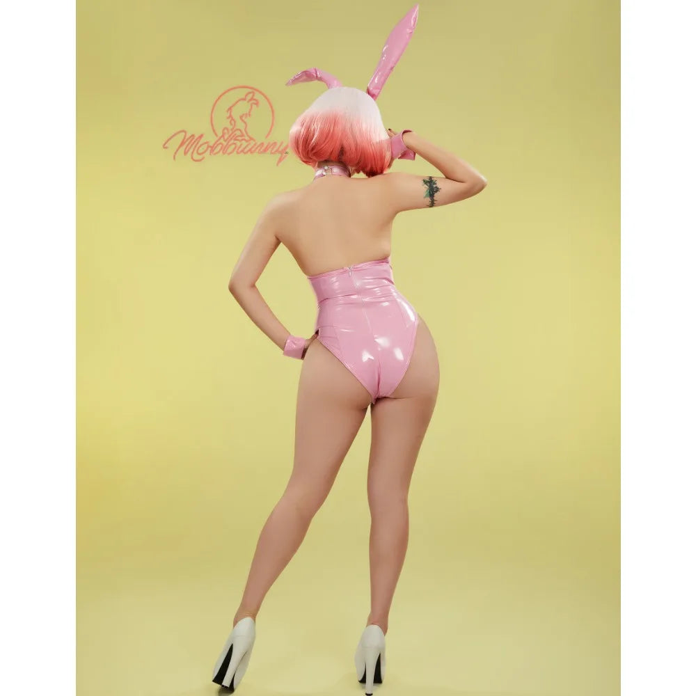 Women's Heart Cutout Bodysuit with Bunny Ear Headband and Decorative Ring Accessories