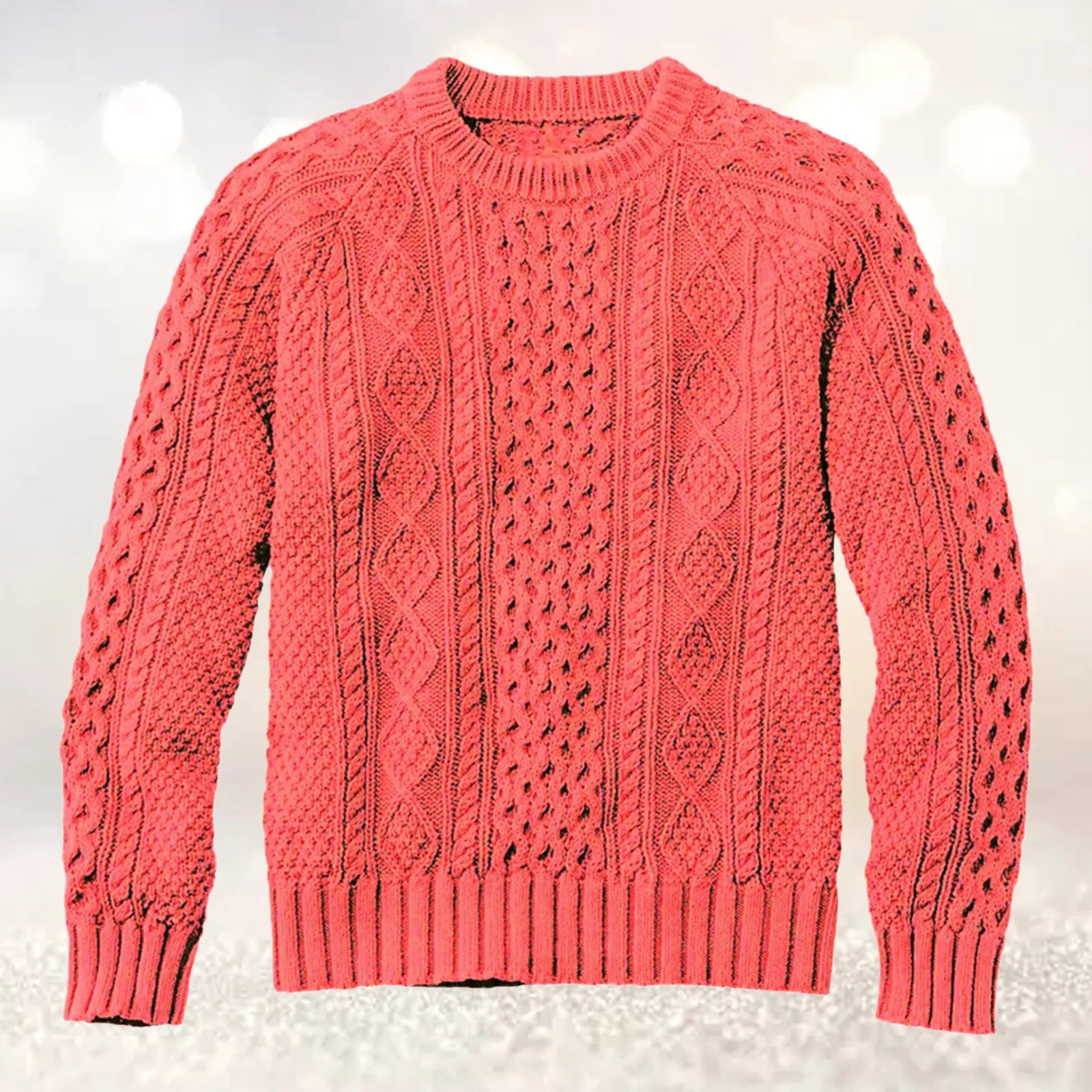 Men's Cable Knit Crew Neck Contemporary Relaxed Fit Sweater Pullover