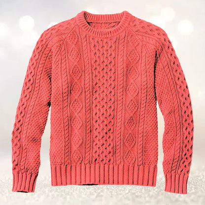 Men's Cable Knit Crew Neck Contemporary Relaxed Fit Sweater Pullover