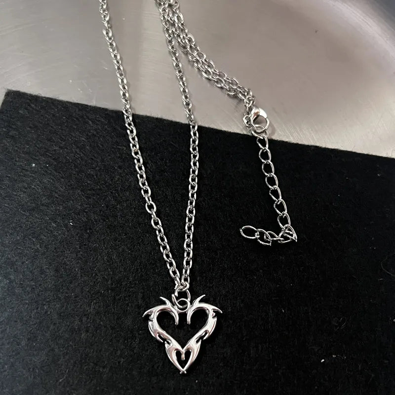 Y2K Charm Pendant Necklace Set Gothic Grunge Alternative Statement Jewelry