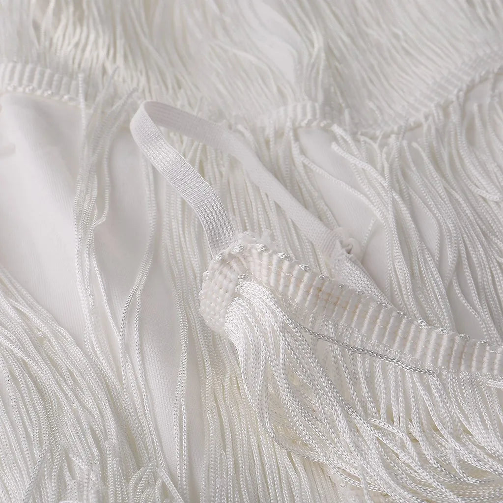 Fringe Tassel Sleeveless Mini Dress with Statement Textured Silhouette