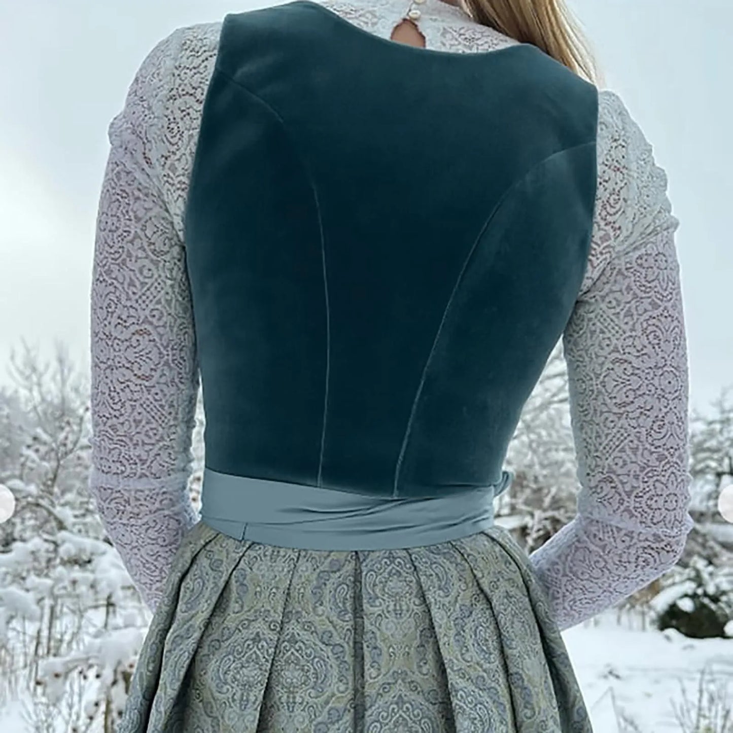 Vintage Inspired Lace Up Bodice Cottagecore Alternative Midi Dress