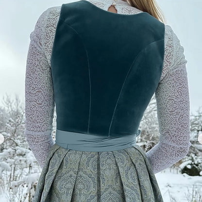Vintage Inspired Lace Up Bodice Cottagecore Alternative Midi Dress