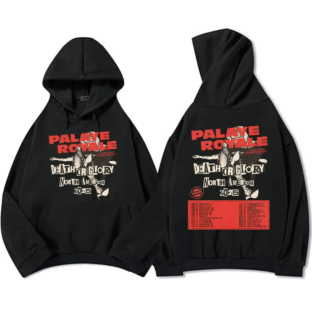 Vintage Graphic Streetwear Hoodie with Front and Back Tour Inspired Artwork