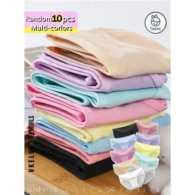 10-Piece Women’s Assorted Pastel Triangle Briefs Set in Macaron-Inspired Colors with Elastic Waistbands