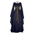 Fantasy-Inspired Gothic Empire Waist Maxi Dress with Elegant Flowing Drape
