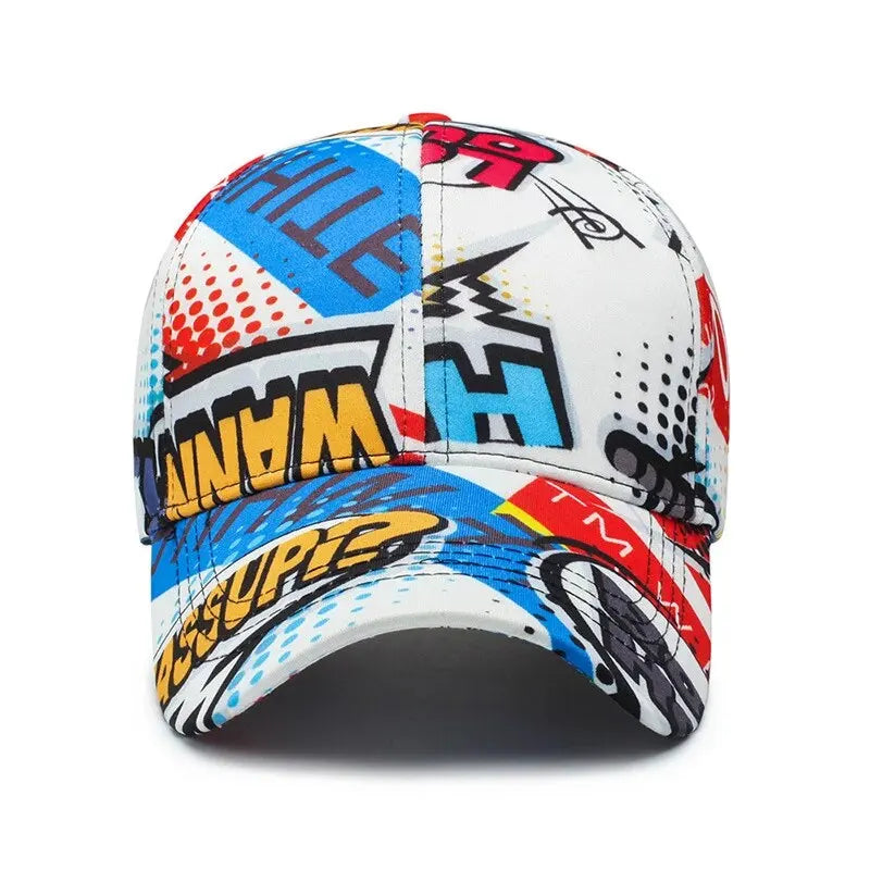 Abstract Graphic Print Adjustable Cotton Baseball Cap for Modern Streetwear and Casual Everyday Style