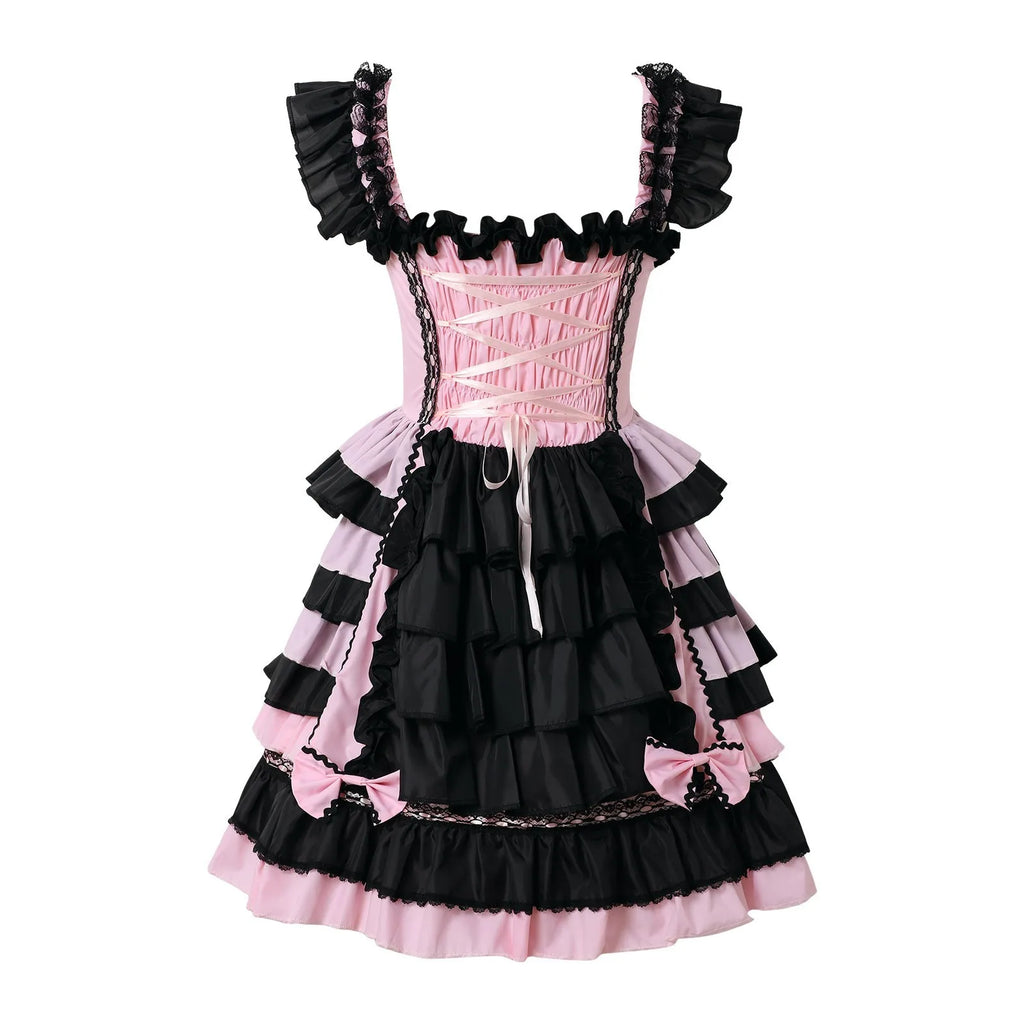 Ruffle Corset Gothic Dress with Elegant Alternative Fashion Style