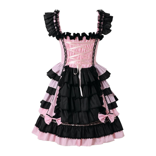 Ruffle Corset Gothic Dress with Elegant Alternative Fashion Style