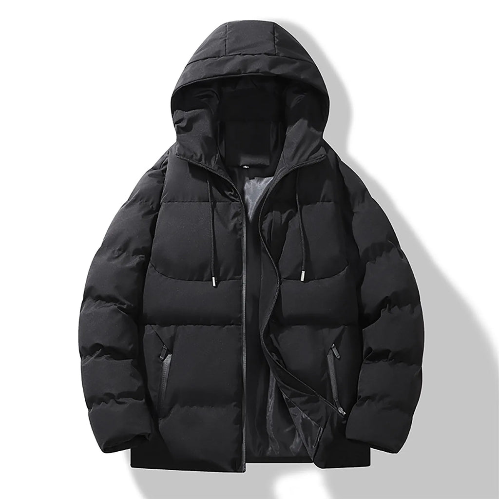 Men's Hooded Puffer Jacket with Quilted Design for Everyday Winter Streetwear Layering