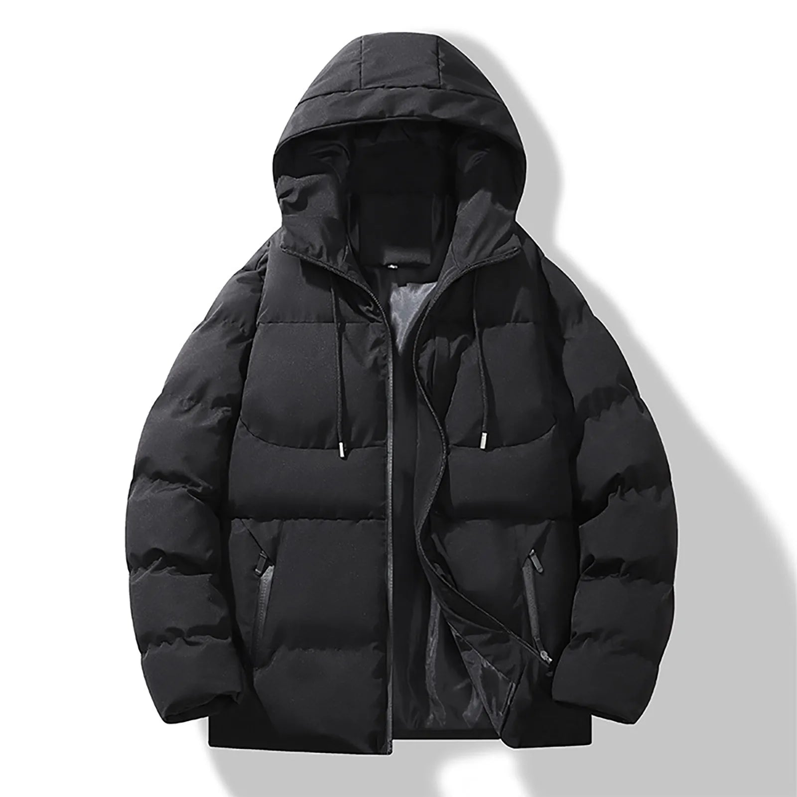 Men's Hooded Puffer Jacket with Quilted Design for Everyday Winter Streetwear Layering